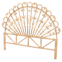 bali & pari Rasima Modern Bohemian Natural Brown Rattan Queen Size Standalone Headboard